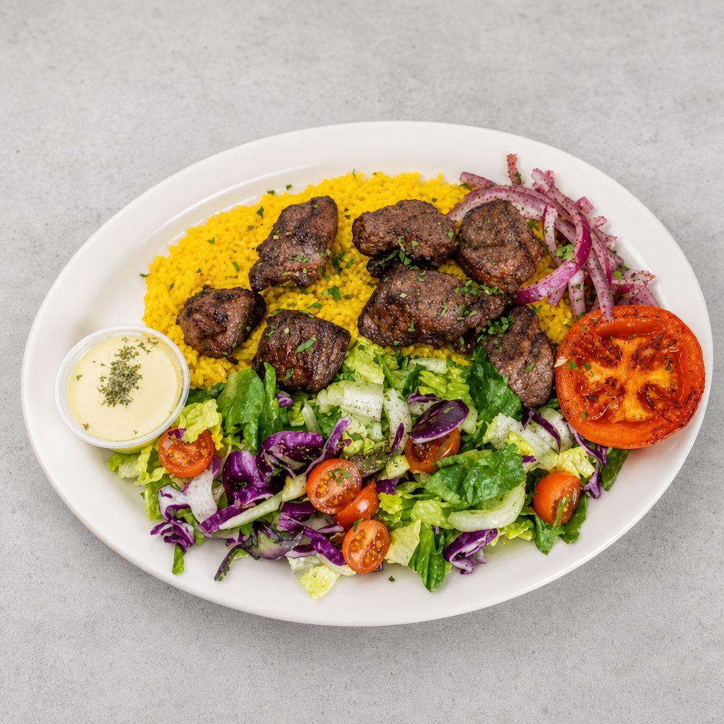 Lamb Shish Kabob Plate.